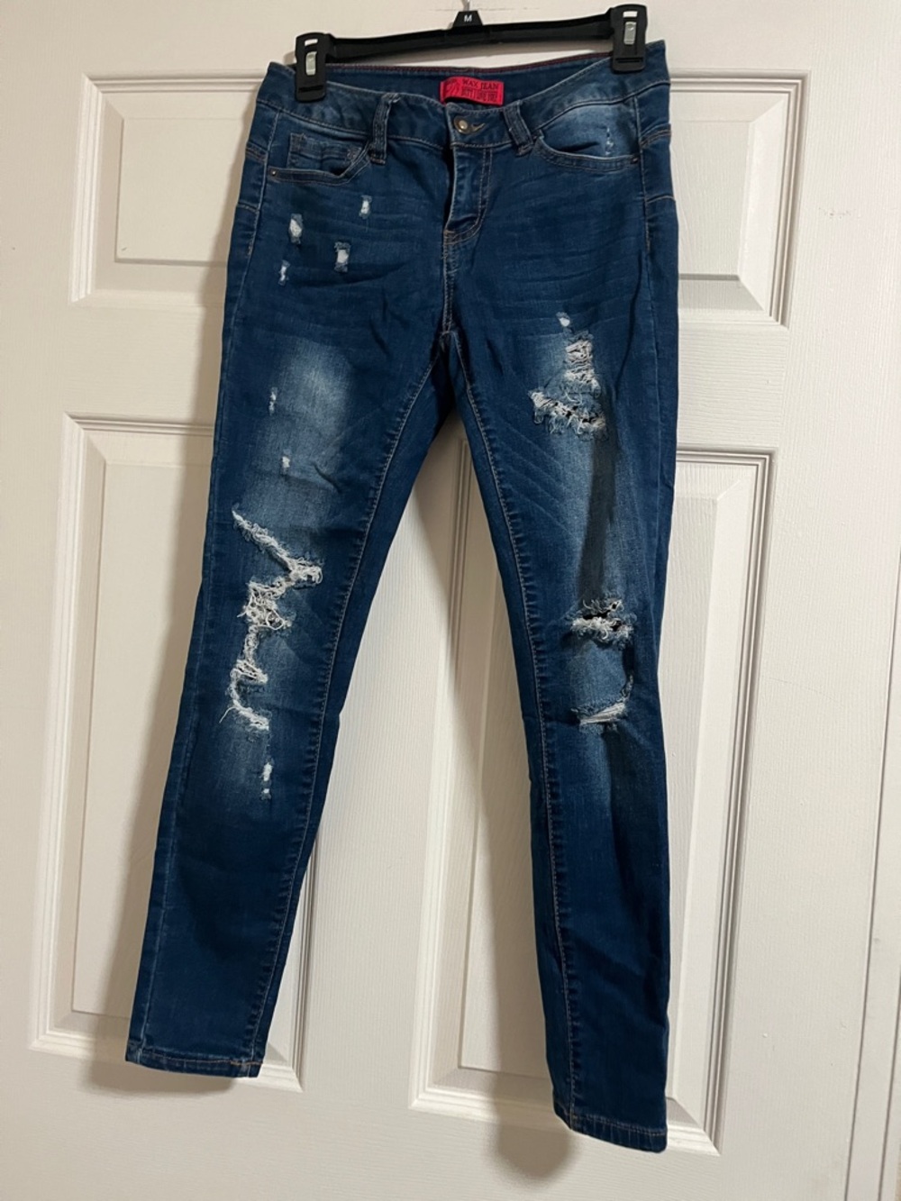 Dark Blue Distressed Women's Skinny Jeans